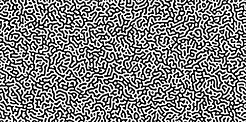 Turing reaction diffusion monochrome seamless pattern with chaotic motion. Abstract Turing organic wallpaper with background. Abstract diffusion pattern with chaotic shapes. Vector illustration	
