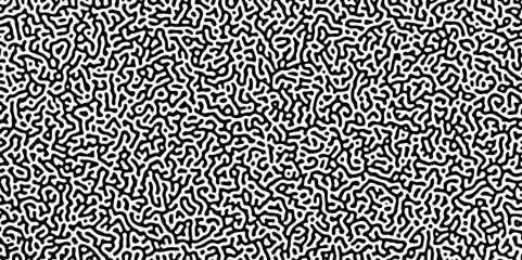 Turing reaction diffusion monochrome seamless pattern with chaotic motion. Abstract Turing organic wallpaper with background. Abstract diffusion pattern with chaotic shapes. Vector illustration	
