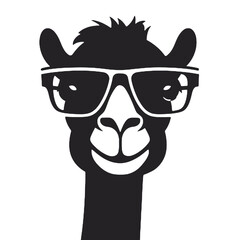 camel Wearing Stylish Glasses Silhouette Vector Illustration Transparent Background