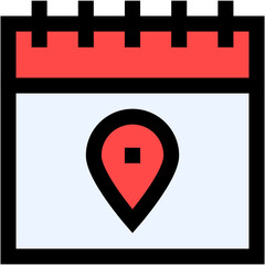 Vector Icon Calendar, schedule, time and date, location, pin