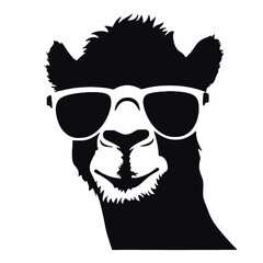 Hipster Camel in Glasses Silhouette Vector Illustration Transparent Background