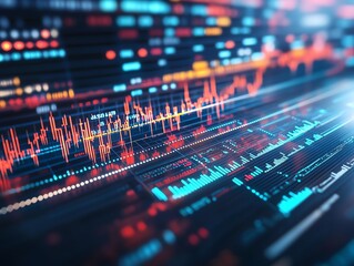 Obraz premium Financial market growth, digital stock market display, 3D illustration