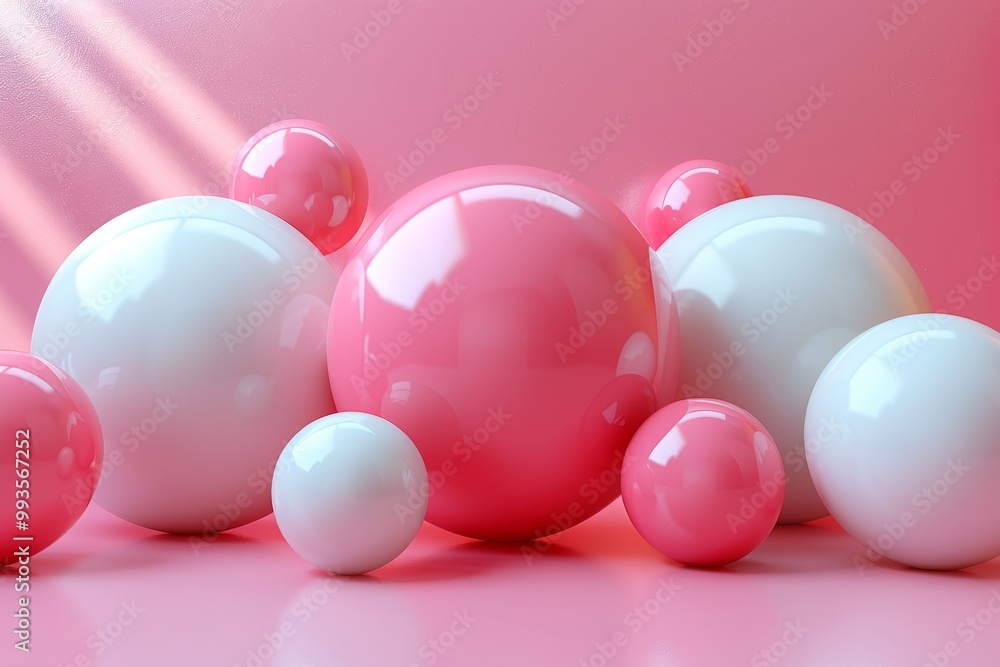 Poster colorful three dimensional balls of various sizes on a modern abstract background for presentations