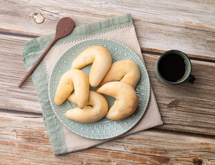 Chipas, typical south american cheese bun with coffee