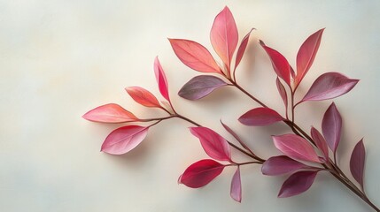 Fototapeta premium Serene Botanical Study of Elegant Tradescantia Leaves on White Surface