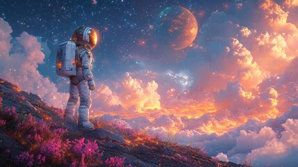 Obraz premium Astronaut Gazing at the Cosmos