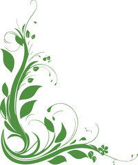 Elegant Green Floral Corner Design Vector Art