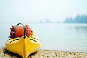 Kayak on the river beach