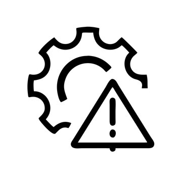 thin line failure icon with broken operational process. concept of repair or maintenance symbol. vector illustration on white background
