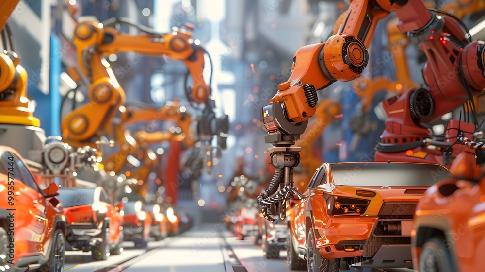 Poster automated car assembly line