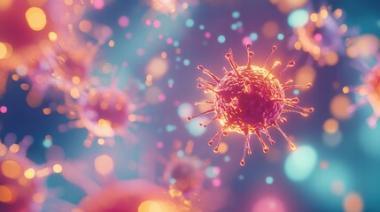 Obraz premium virus particles floating in room, community transmission