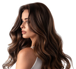 Naklejka premium PNG Elegant brunette woman profile