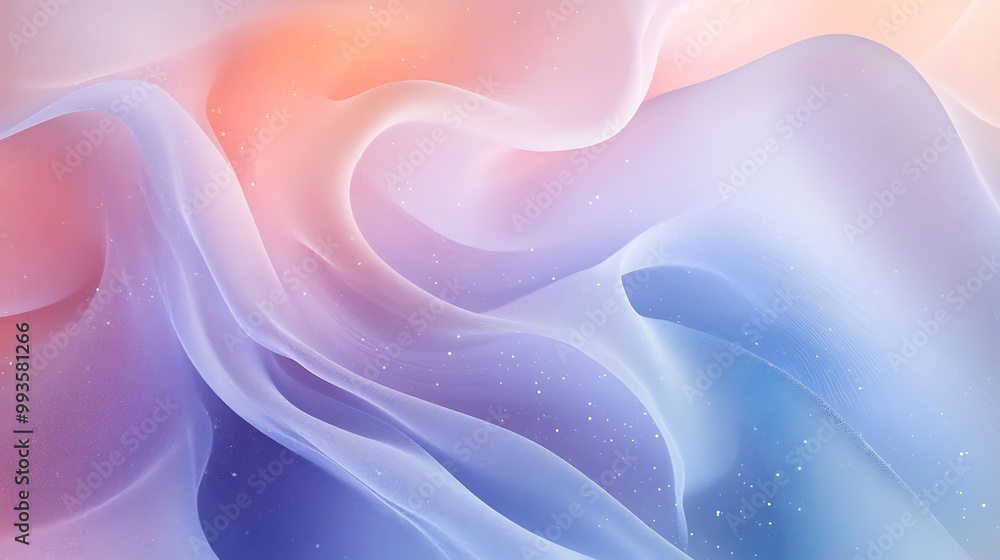 Poster abstract background with flowing pastel colors and subtle sparkle.