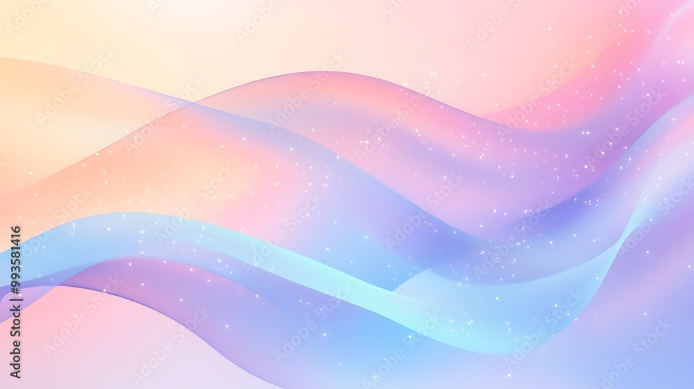 Poster abstract pastel background with wavy lines and soft glow.