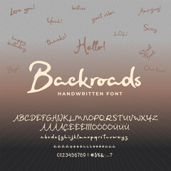 Vector Hand Drawn script Font. Signature alphabet. Typeface suitable for signatures, branding, headlines, logos, packaging, card and poster designs.