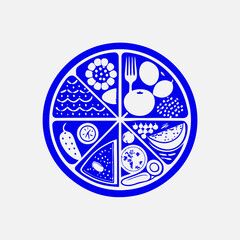 Hand drawn balanced plate image. Flat line vector illustration on white background.