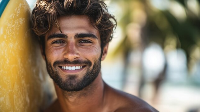 Smiling bald african american senior man shielding eyes and carrying surfboard at beach against sky. Copy space, water sports, recreation, retirement, unaltered, vacation, enjoyment, nature, sunset.