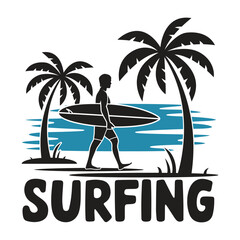 Surf club graphic print design for t-shirt, sticker, poster and more.