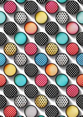 Collection of colorful polka dot patterns for creative design.