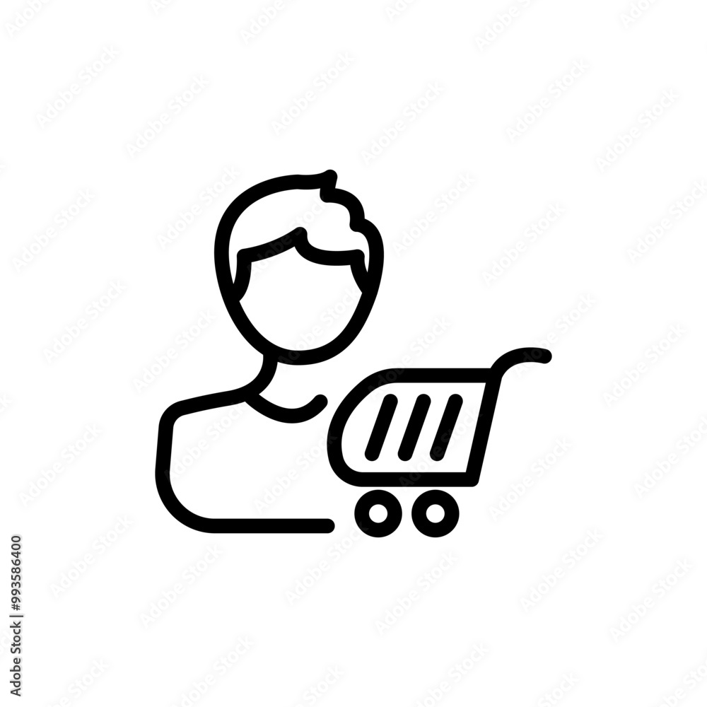 Aufkleber consumer behavior linear desktop icon. buying decision. customer psychology. isolated user interface
