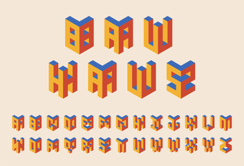 Minimal 20s geometric design 3D alphabet letters