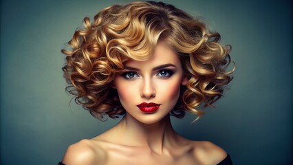 Fototapeta premium Stylish Loose Wave Perms for Short Hair: Trendy Looks and Easy Hairstyles for Modern Women