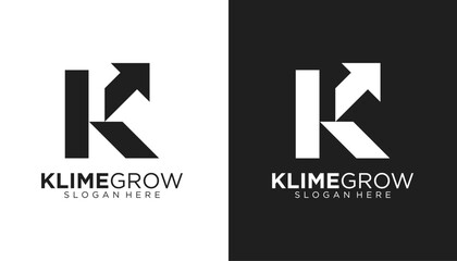 Modern growth logo design . Abstract arrow shapes logo design in initial letter K graphic vector illustration. Symbol, icon, creative template element