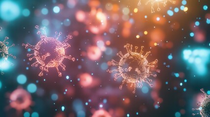 Fototapeta premium virus particles floating in room, community transmission