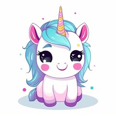 Cute Cartoon Unicorn Illustration with Pastel Colors - Perfect for Kids' Products, Stationery, and Wall Art Decor