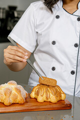 Bread of the Dead and hot chocolate, typical Mexican food to celebrate with the family
