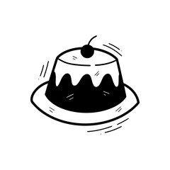 Hand Drawn Pudding Illustration. Doodle Vector. Isolated on White Background - EPS 10 Vector