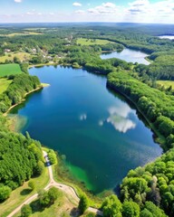 Serene aerial view of a winding river through lush greenery.