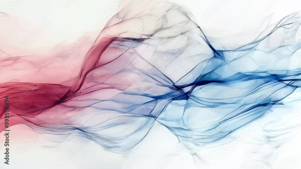 Poster a dynamic mix of red and blue smoke creates swirling patterns in the air, blending together in an ab