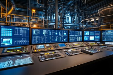A control room for oil and gas plant.