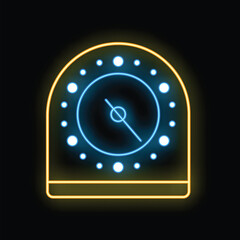 Glowing neon line electric meter icon isolated on black background. Vector illustration