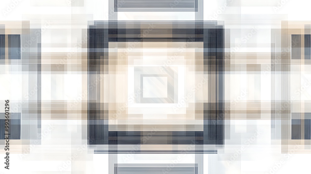 Aufkleber abstract geometric pattern with squares and lines in shades of gray and brown on white background.
