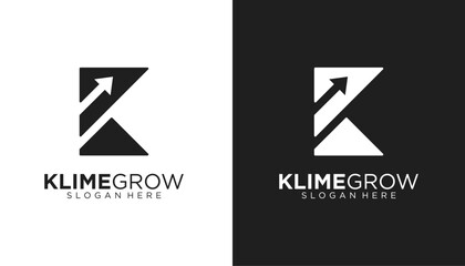 Modern growth logo design . Abstract arrow shapes logo design in initial letter K graphic vector illustration. Symbol, icon, creative template element
