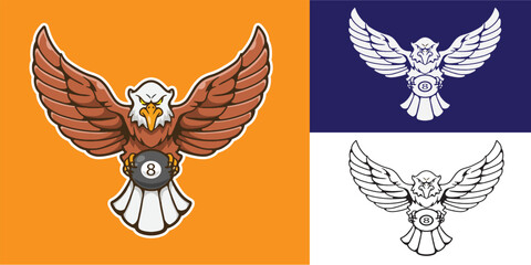 mascot logo eagle with eight ball good for club logo, team, community, etc