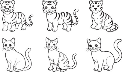 Cartoon tigers and cats Vector Art