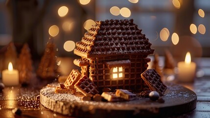 Gingerbread House with Christmas Lights