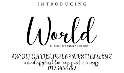 World Font Stylish brush painted an uppercase vector letters, alphabet, typeface