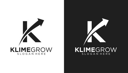Modern growth logo design . Abstract arrow shapes logo design in initial letter K graphic vector illustration. Symbol, icon, creative template element