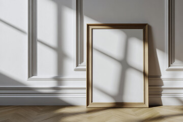 Fototapeta premium Frame Mockup - Close Up,White Background,Herringbone Flooring
