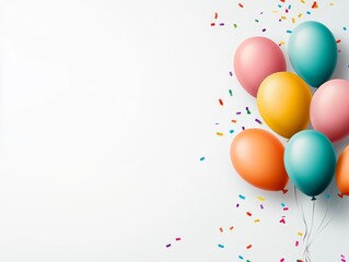 Colorful Balloons and Confetti Floating in a Joyful Background