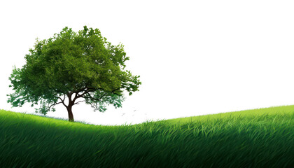 Fototapeta premium PNG Solitary tree on grassy hill