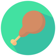 chicken crispy round flat vector icon