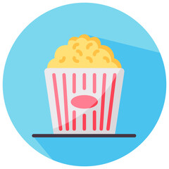 popcorn round flat vector icon