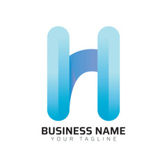  H abstract modern minimalist premium typography 3d colorful letter logo design template
