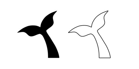 Symbol of whale tail. Abstract black and white dolphin silhouettes for tattoo. Emblem of fish tail. © Богдан Скрипник