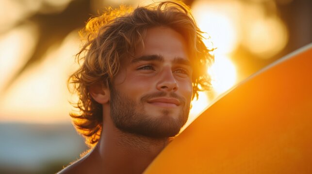 Smiling bald african american senior man shielding eyes and carrying surfboard at beach against sky. Copy space, water sports, recreation, retirement, unaltered, vacation, enjoyment, nature, sunset.